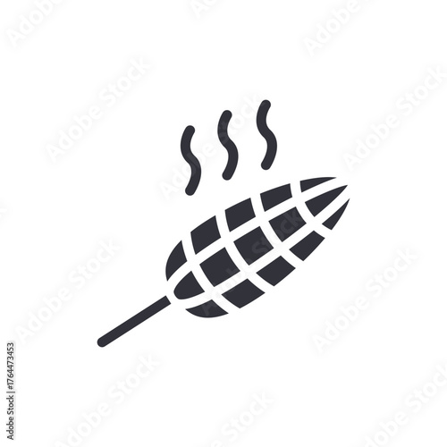 Grilled Corn Icon Delicious Food Illustration Skewer