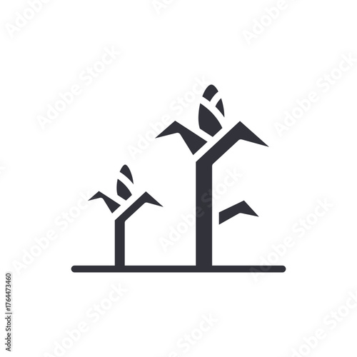 Corn Stalk Growth Stage Silhouette Isolated Vector Graphic