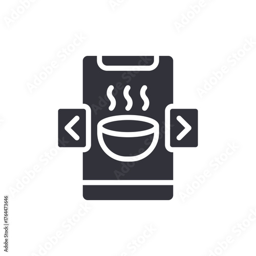 Food Delivery App Navigation With Steaming Bowl Icon