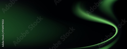 Abstract background with a smooth gradient style. Dark green background with a flowing, wavy texture. Green hues dominate the background. Minimal abstract wavy gradient vector background