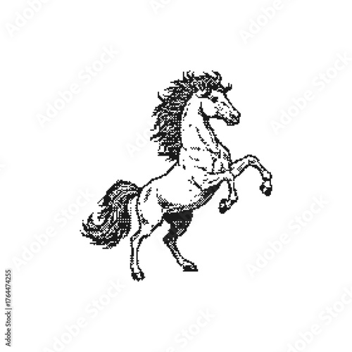 rearing horse pixel art retro