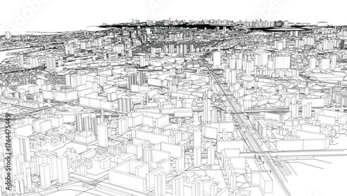 Urban modern landscape. Vector rendering of 3d
