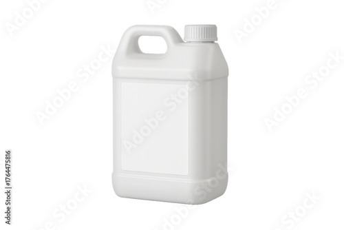 White plastic canister for fuel or chemical storage, PNG transparent background