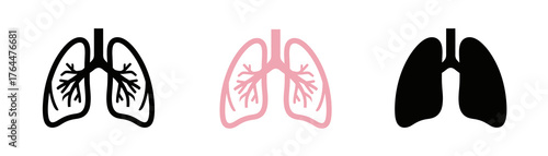 Human lungs simple icon set for healthcare and anatomy concepts with bronchioles