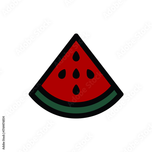 Vibrant Single Watermelon Slice Depicting Summer Refreshment with Black Seeds
