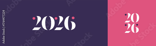 2026 new year logo. Greeting design with number of year. Vector illustration for greeting card, invitation, calendar, etc