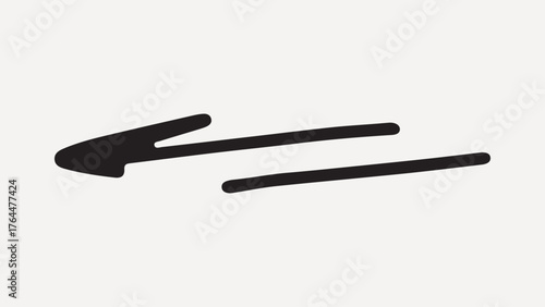 Minimalist black arrow with a hand-drawn style on a white, element vector