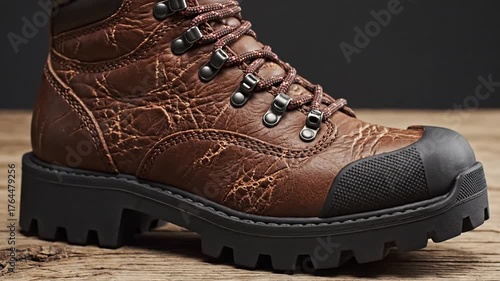 Detailed hiking boot forming from a large portion of white cream like clay on a potter's wheel
