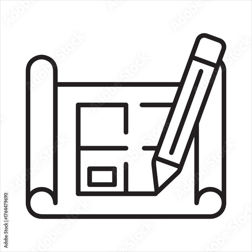 Building drafting icon in architectural projects