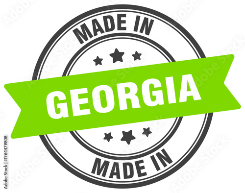 Made in Georgia round sign. Made in Georgia stamp.