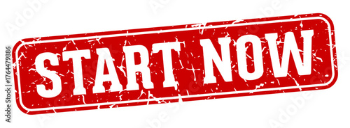 start now rectangular sign. start now stamp