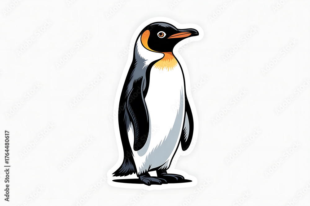 Fototapeta premium Striking penguin stands proudly, showcasing vibrant colors and a confident, upright posture.