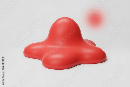 Vibrant red abstract form with blurred red sphere, creating a dynamic and modern composition.