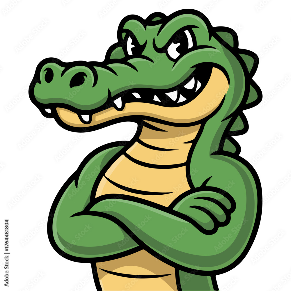 Fototapeta premium A cool Crocodile Cartoon Character, standing and smiling