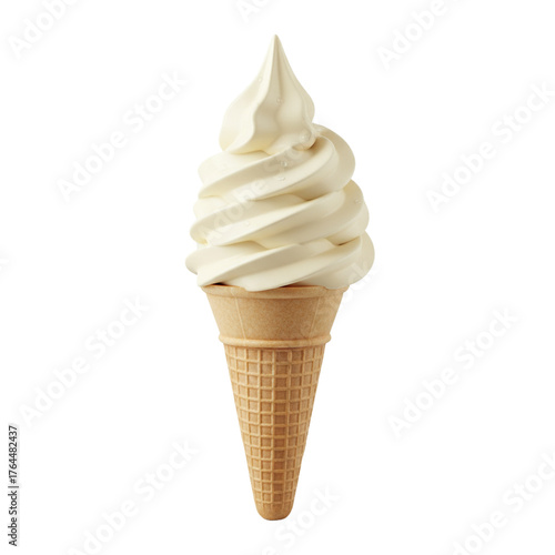 Soft Serve Ice Cream Cone isolated on transparent background