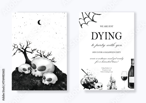 Vintage Halloween card templates vector design
