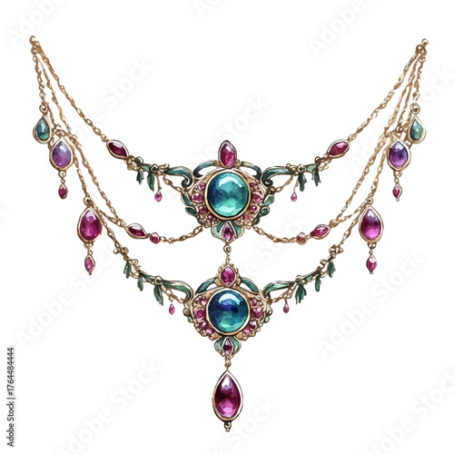 watercolor vector of Statement Body Chain, isolated on a white background.