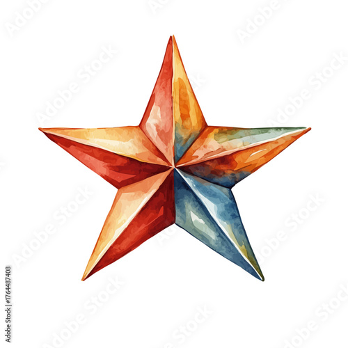 watercolor of Star Brooch, vector, isolated on a white background.