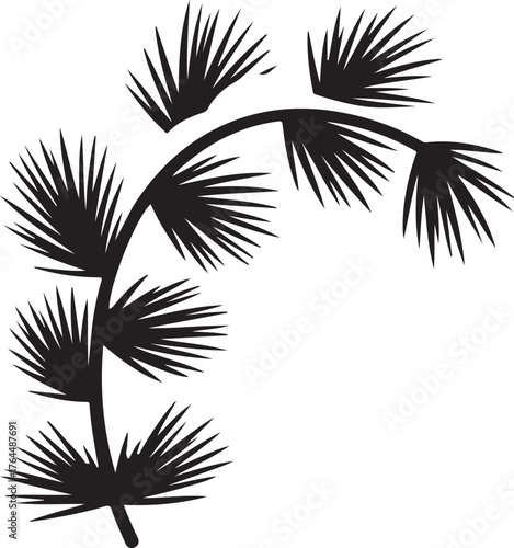 Pine or Fir Tree Branch Silhouette for Christmas and Winter Design