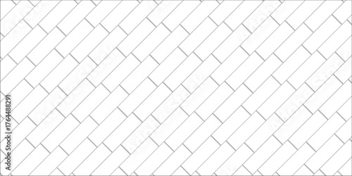 White herringbone pattern for kitchen floor, parquet ,ceramic surfaces. Seamless texture brick elements. Flat vector illustrations isolated in background.