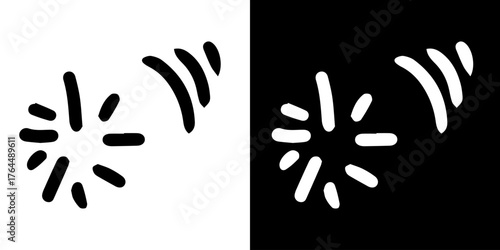 lack and white symbol. Hand-drawn heart symbol with a unicorn horn and arrow tail created with a single continuous line