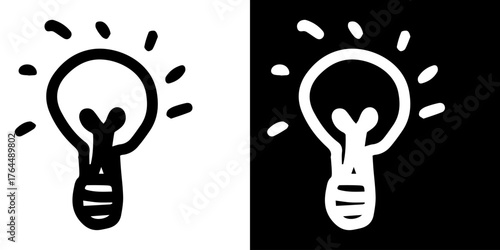 lack and white symbol. Hand-drawn heart symbol with a unicorn horn and arrow tail created with a single continuous line. star, moon, rainow, lamp