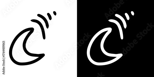 lack and white symbol. Hand-drawn heart symbol with a unicorn horn and arrow tail created with a single continuous line. star, moon, rainow, lamp