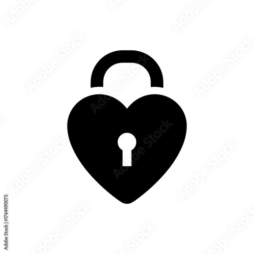 Black heart-shaped padlock icon for emotional or romantic security