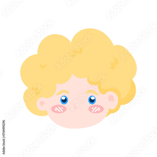 Angelic child emoticon pack featuring a wide range of emotions and curly blonde hair