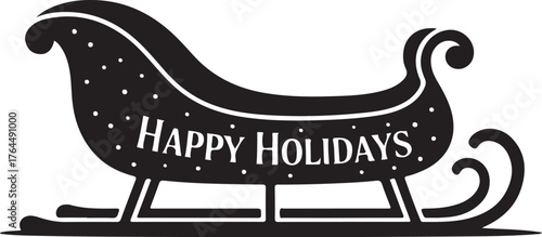 Minimal Christmas Sleigh Silhouette Vector Illustration