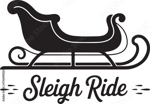 Minimal Christmas Sleigh Silhouette Vector Illustration
