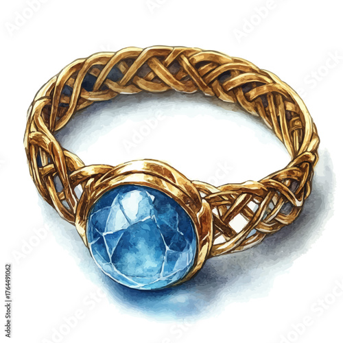 Sorcery Ring, watercolor illustration vector, isolated on a white background.