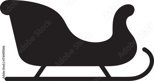 Minimal Christmas Sleigh Silhouette Vector Illustration
