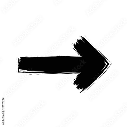 Grunge thick right arrow in black for bold navigation concept design