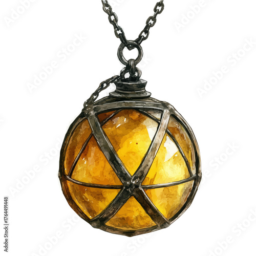 Sorcereras Amulet, watercolor drawing vector, isolated on a white background.