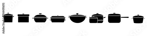 Pot icon vector set. kitchen illustration sign collection. kitchenware symbol. Food logo.