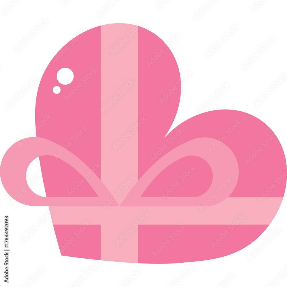 Fototapeta premium Pink Heart Shaped Gift Box With Ribbon Bow Accent For Valentines Day Or Special Occasions In Soft Pastel Colors