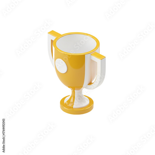 Golden trophy with white accents, symbolizing achievement and victory, awarded for excellence and recognition in competitions and events