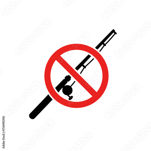 No spearfishing icon in red and black for water safety signage