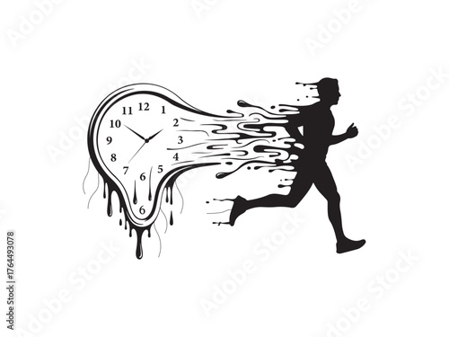 Runner Silhouette from Melting Clock | Racing Against Time Concept Art