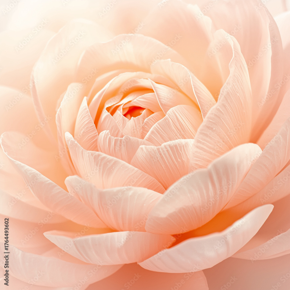custom made wallpaper toronto digitalSoft pastel illustration of delicate flower petals in macro view, gentle gradient tones of pink, ivory, and peach blending seamlessly, dreamy light diffusion emphasizing softness and