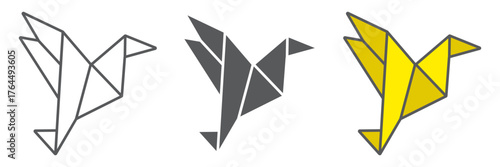 Origami icon, geometric and asian, paper bird sign, vector graphics, a linear pattern on a white background. editable stroke