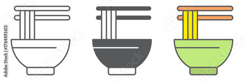 Ramen icon, asian and food, noodle sign, vector graphics, a linear pattern on a white background. editable stroke