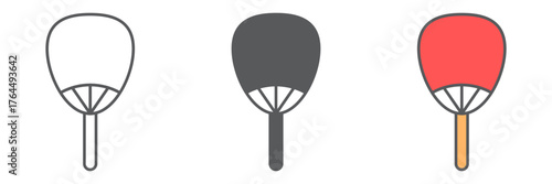 Uchiwa icon, asian and accessories, japanese fan sign, vector graphics, a linear pattern on a white background. editable stroke