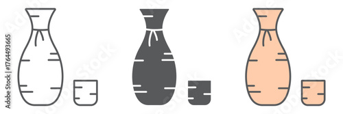 Sake icon, asian and drink, japanese alcohol sign, vector graphics, a linear pattern on a white background. editable stroke
