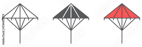 Wagasa icon, asian and accessories, japanese umbrella sign, vector graphics, a linear pattern on a white background. editable stroke