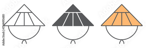 Wagasa icon, asian and accessories, japanese umbrella sign, vector graphics, a linear pattern on a white background. editable stroke