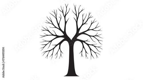 Tree silhouette with bronchi-like branching in bold black for clean air awareness, wellness education, and climate campaign graphics