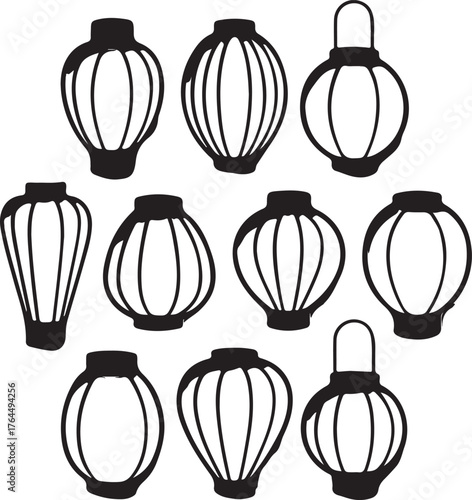 Japanese Lantern Set – Traditional Paper Lanterns with Floral Designs