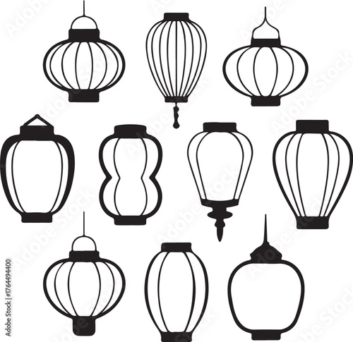 Japanese Lantern Set – Traditional Paper Lanterns with Floral Designs